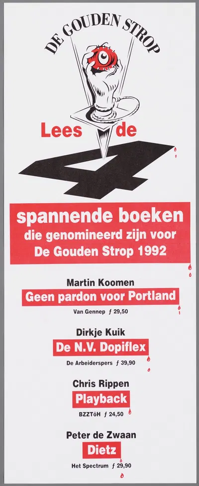 De Gouden Strop; Lees de spannende boeken die genomineerd zijn voor De Gouden Strop 1992 by CPNB, 1992 — digital art print…