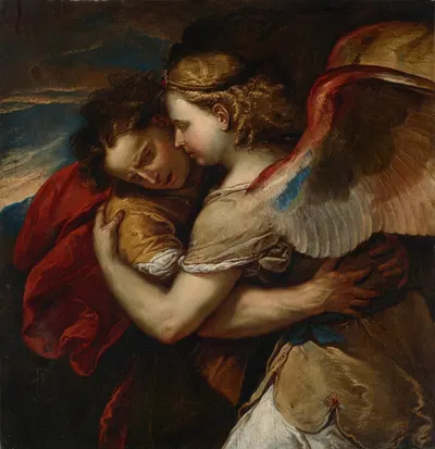 Jacob wrestling the Angel by Luca Giordano — digital art print download