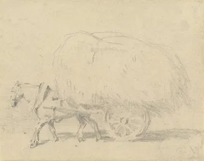 A Horse Pulling a Load of Hay by Джон Фредерик Тейлер — digital art print download