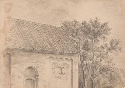 Kirkearkitektur med træer by Йенс Адольф Ерихау, 1907 – 1908 — digital art print download
