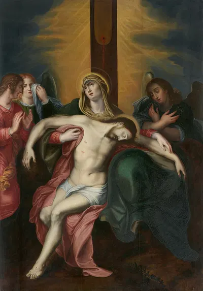 The Lamentation of Christ with Angels by Отто ван Вейн — digital art print download