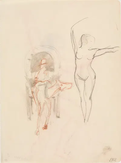 Nøgen kvinde og hestedrosche by Йенс Адольф Ерихау, 1911 – 1912 — digital art print download