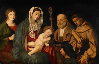 Virgin and Child with Saints and a Donor by Винченцо Катена, 1500 - 1505 — digital art print download