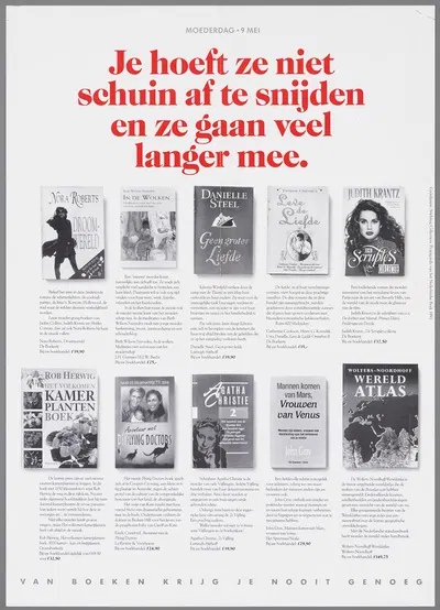 Je hoeft ze niet schuin af te snijden en ze gaan veel langer mee. Moederdag . 9 mei by CPNB, 1993 — digital art print…