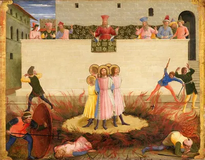 Saints Cosmas and Damian and their Brothers Surviving the Stake by Fra Angelico — digital art print download