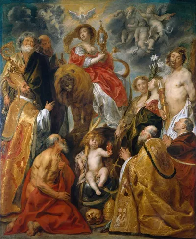The Veneration of the Eucharist by Якоб Йордаанс — digital art print download
