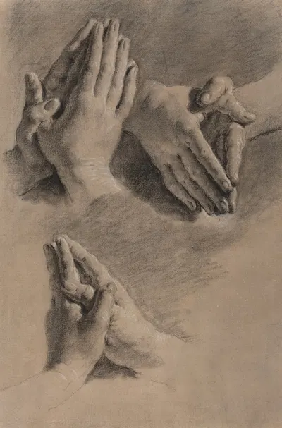 Three Studies of Hands Clasped in Prayer by Jacopo Guarana — digital art print download