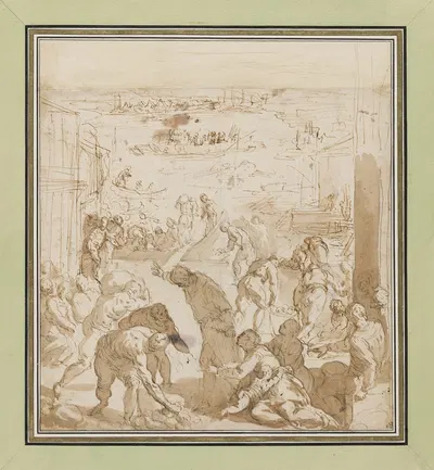 The Venetians Defend Themselves against the Siege of Pippin by Якопо Пальма юный — digital art print download
