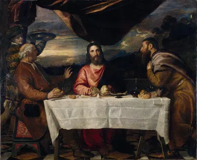 The Supper at Emmaus by Последователь Тициана, c.1545 — digital art print download