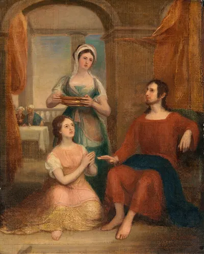 Christ in the House of Martha and Mary by Томас Клемент Томпсон, 1847 — digital art print download