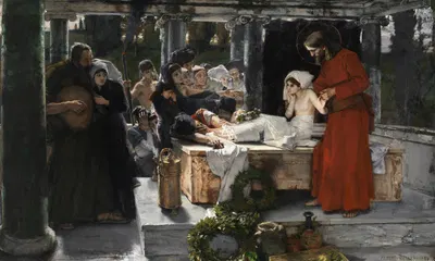 Die Erweckung der Tochter des Jairus by Альберт фон Келлер, 1886 — digital art print download