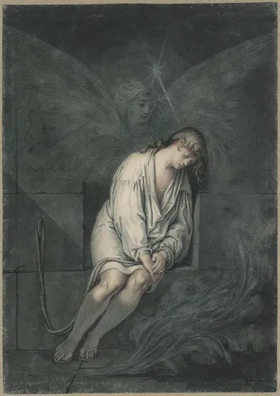Jozef in de gevangenis, waarbij een engel verschijnt by Дэвид Хамбер де Сюпервиль — digital art print download