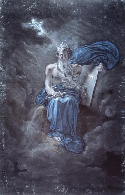 Moses with the tables of law on top of the mountain Sinaï by David Humbert de Superville — digital art print download