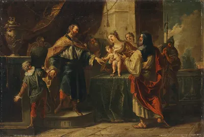 The infant Moses trampling on the pharaoh's crown by Gaspare Diziani — digital art print download