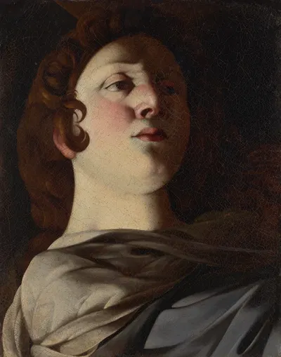 The head of the Magdalene at the foot of the Cross, a fragment by Giovanni Battista Caracciolo — digital art print download