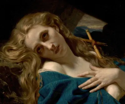 Mary Magdalene in the Cave by Hugues Merle, 1868 — digital art print download