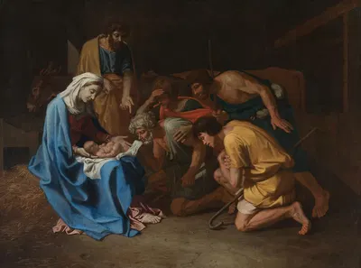 Adoration of the Shepherds by Николя Пуссен, 1650-1657 — digital art print download