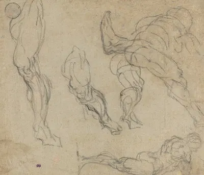 Figures and Legs (verso) by Jacopo Tintoretto, 1575-1580 — digital art print download