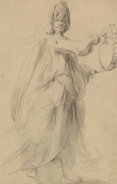 Dancer with a Tambourine by Jacques Bellange, c. 1615 — digital art print download