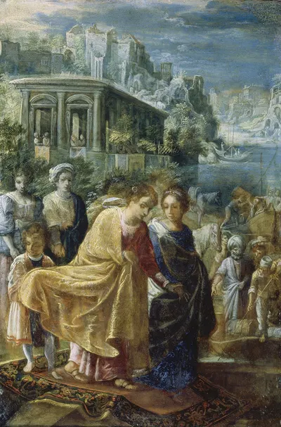 The Embarkation of the Empress Helena by Adam Elsheimer, 1603-1605 — digital art print download