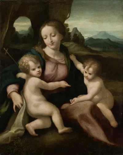 Madonna and Child with the Infant Saint John by Корреджо — digital art print download