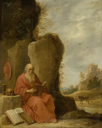 St Jerome in the Desert by Давид Тенирс Младший — digital art print download