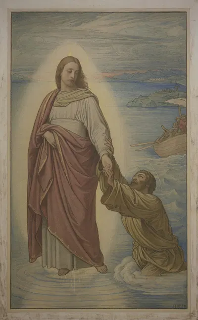 Christi Rettung des sinkenden Petrus by Эдуард фон Штайнле, 1860 — digital art print download