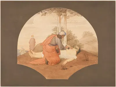 Der barmherzige Samariter – Selig die Barmherzigen by Эдуард фон Штайнле, 1837-1838 — digital art print download
