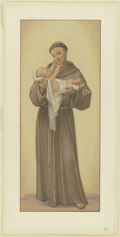 Der Heilige Antonius von Padua mit dem Jesuskind auf dem Arm, 1862 by Эдуард фон Штайнле — digital art print download