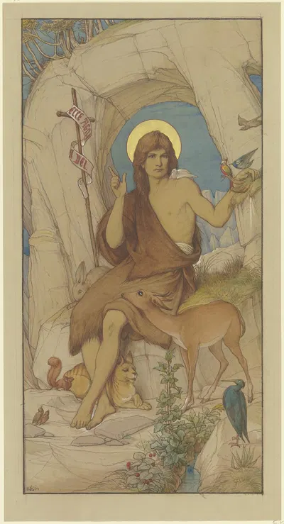 John the Baptist in the Wilderness by Эдуард фон Штайнле, 1864 — digital art print download