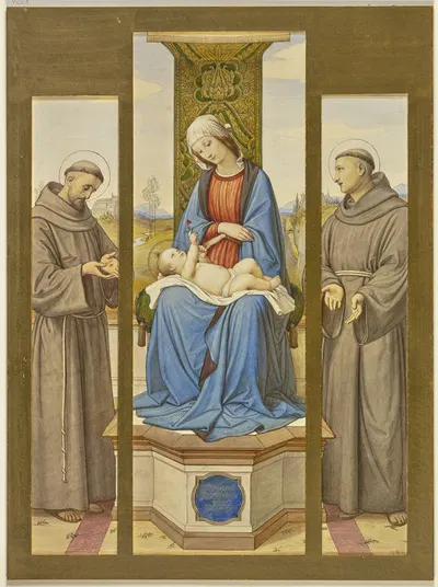 Madonna on the throne, next to Saints Francis and Anthony, as a triptych by Эдуард фон Штайнле, 1861 — digital art print…