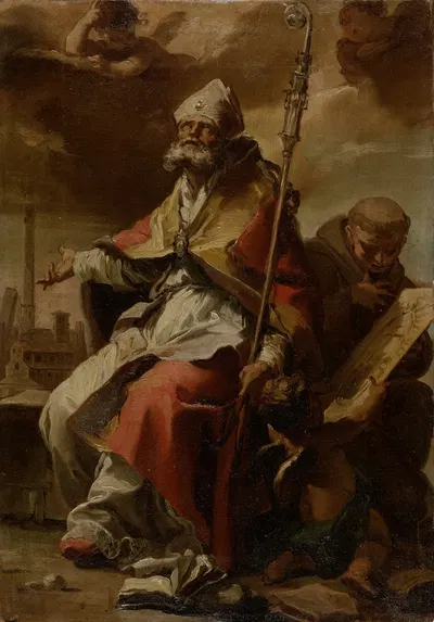 Saints Petronius of Bologna and Bernardin of Siena by Гаэтано Гандольфи, 1701-1800 — digital art print download