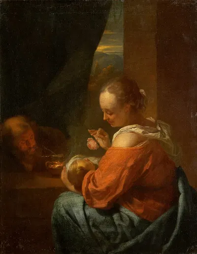 The Holy Family by Годфрид Шалкен — digital art print download