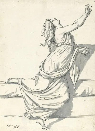 A Distraught Woman with Her Head Thrown Back by Жак Луи Давид — digital art print download