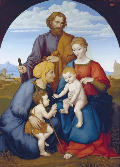 The Holy Family with Elizabeth and Saint John the Baptist as a Boy by Иоганн Давид Пассаваант, 1819 — digital art print…