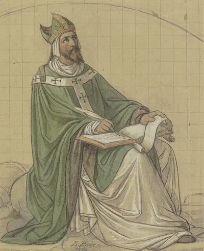 Der Heilige Augustinus sitzend und in ein Buch schreibend by Leopold Bode, 1862 — digital art print download
