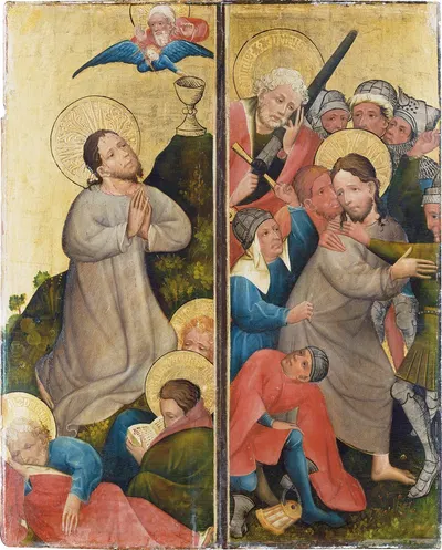 Agony in the Garden and Arrest of Christ by Master Of The Middle Rhine — digital art print download