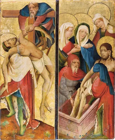 Deposition and Entombment of Christ by Master Of The Middle Rhine — digital art print download