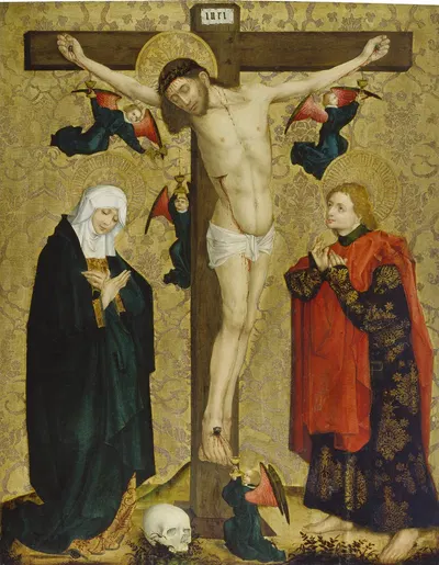The Crucifixion with Mary and Saint John the Evangelist by Master Of The Middle Rhine — digital art print download