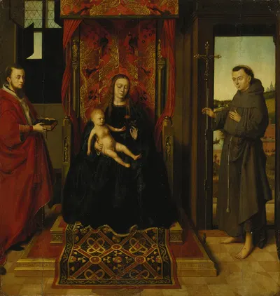 Virgin and Child with Saints Jerome and Francis by Петр Христус, 1457 — digital art print download