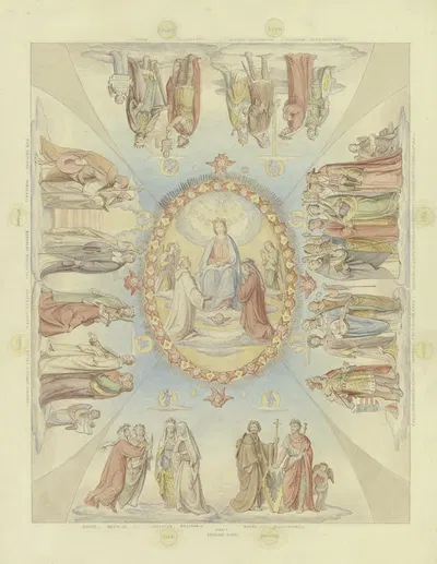 Dantes Paradies für die Ausmalung der Decke im ersten Saal der Villa Massimo in Rom by Филипп Вайт — digital art print…