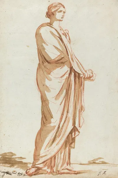 Roman Statue of a Standing Woman by Жак Луи Давид — digital art print download