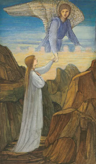 The Guardian Angel by Sir Edward Coley Burne-Jones — digital art print download