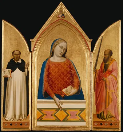 The Virgin Mary with Saints Thomas Aquinas and Paul by Bernardo Daddi — digital art print download