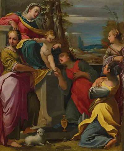 The Virgin and Child with Saints Agnes, Mary Magdalene, Cecilia and Margaret by Carlo Bononi — digital art print download