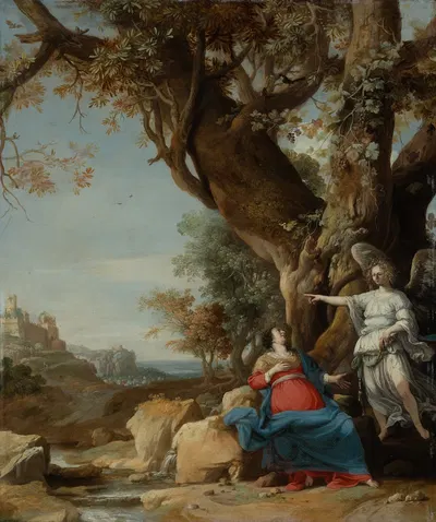 Hagar and the angel by Бартоломейс Бринберг, 1632 — digital art print download