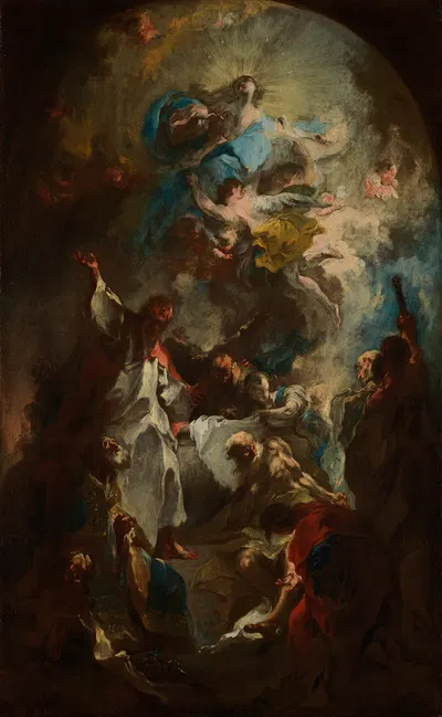 Die Himmelfahrt Mariens by Франц Антон Маульберц — digital art print download