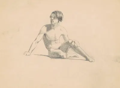 Seated Male Nude (recto) by Джеймс Гудвин Клони — digital art print download