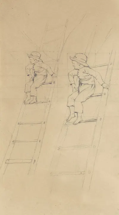 Studies of a Boy on a Ladder by James Goodwyn Clonney — digital art print download