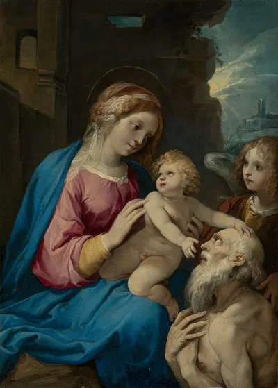 Madonna mit Kind, Hieronymus und Engeln by Giuseppe Cesari — digital art print download